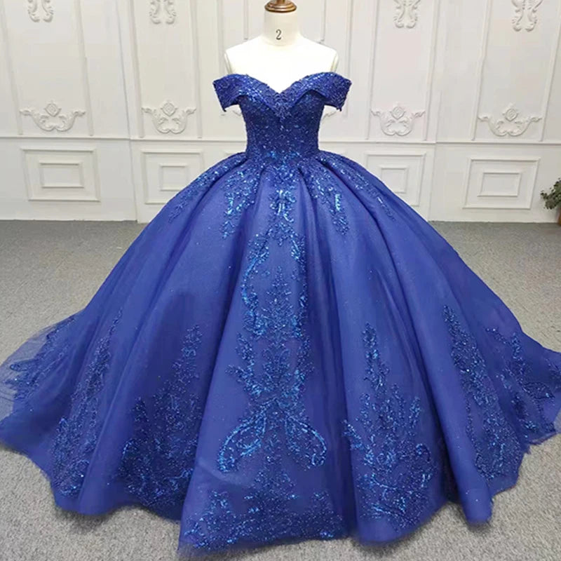 9882 Best Selling Wedding Dresses Women'S Wedding Party Sequin Off Shoulder Short Sleeve Bridal Dresses
