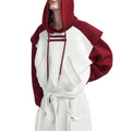 2026 Custom Contrast Color Hoodie Sleeves Crew Neck Splicing Lovers T-shirt