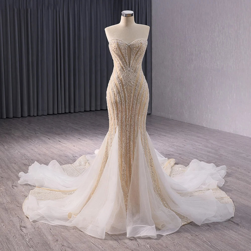 Jancember 241039 Beautiful Sweetheart Sequins Beaded Mermaid Gowns Dresses for Women