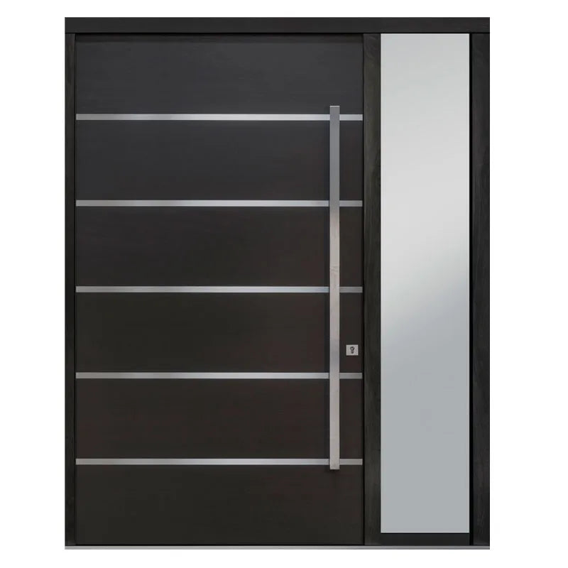 Customized Modern Villa Front Door Composite Pivot Door with Sound Insulation and Waterproof Design Exterior Wooden Sidelines