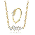 Jewelry Sets for Women Romantic Twinkle Stars Light Yellow Gold Color 2 PCS Necklace Ring Gift Fashion Jewelry LAMOON