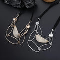 Personalized Alloy Circle Chain With Resin Beads Black Cord Short Choker Necklace for Women