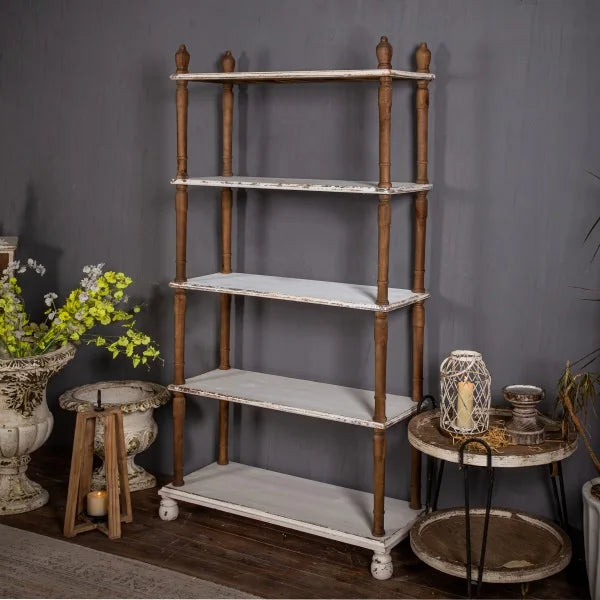 Handmade Wooden 5 Tier Corner Shelf Tall Bookshelf Rustic Wood Frame Plant Stands Wall Display Storage Rack Organizer Shelf