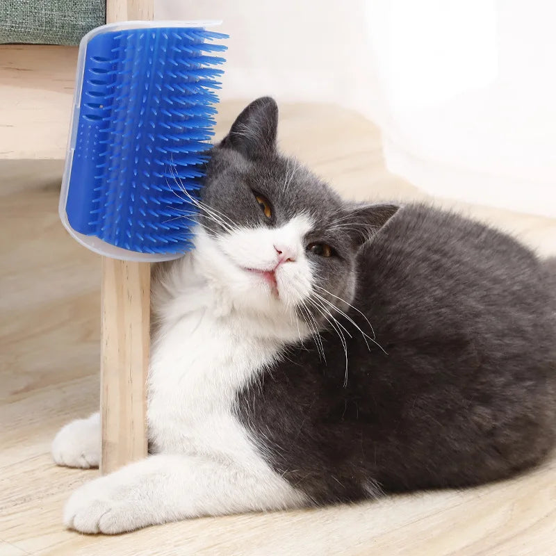 Self-Grooming Comb for Cats Wall Mounted Plastic Massage Tool with Relaxing Scratching Toy for Kittens and Face Cleaning