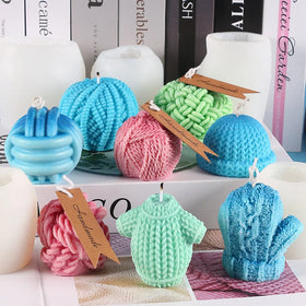HY Knitting Wool Candle Mold Gloves Hat Sweater Yarn Ball Mold for DIY Candle Soap Resin Craft Making Tools