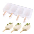 DIY Silicone Ice Pop Molds 4 Cavities Homemade Cake Pop Mold Oval Popsicle Maker with 10 Wooden Sticks