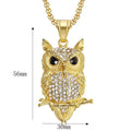 Fashion Stainless Steel 18k Gold  Iced Out Owl Pendant Necklace Hip Hop Men Jewelry