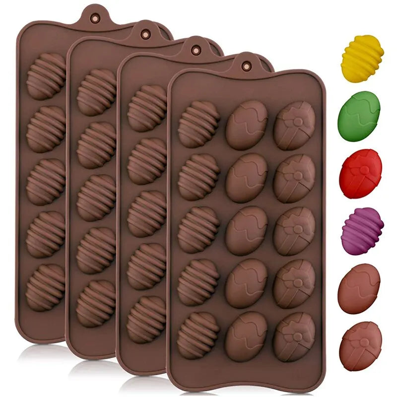 B1-14 DIY  Cake Decorating Tools Rabbit Baking Tray Chocolate Mould 15 Cavity Easter Eggs Silicone Mold