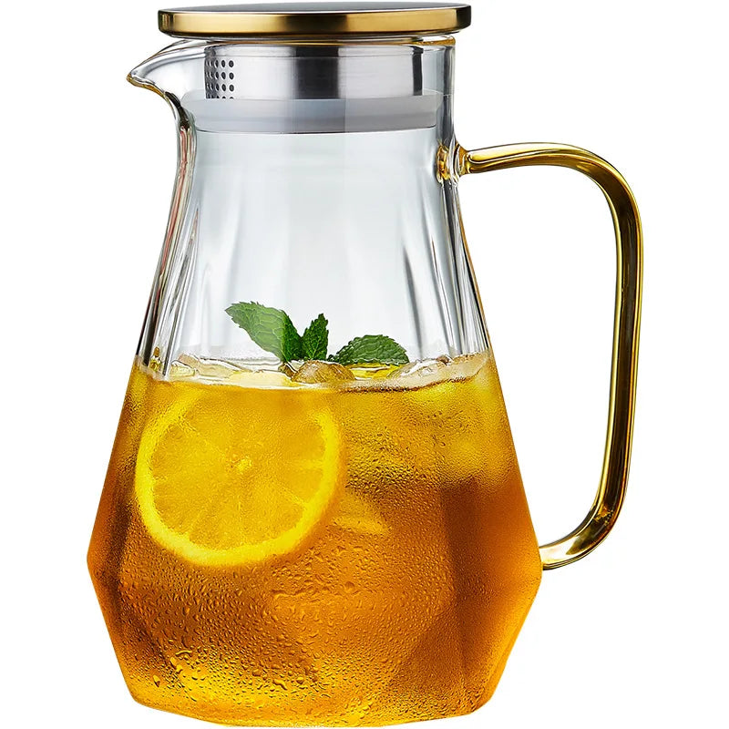 Diamond Shape Cold Kettle Transparent Glass Teapot Carafe Pitcher Handmade Water Jug