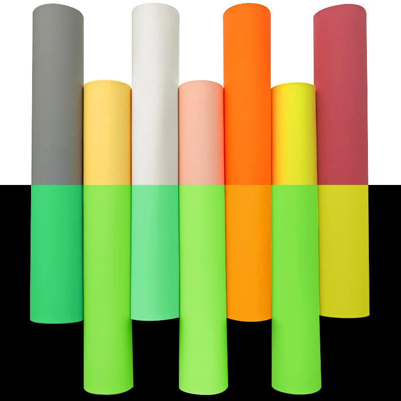 Neon Fluorescence Glow in the Dark PU Soft Leather Sheets for Crafting DIY