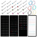 1 Box 20G Crystal Nose Ring Stainless Steel Multi Color Nose Bend Nose Stud Straight  Unisex Body  Piercing Jewelry