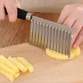 Multi-function Stainless Steel Manual Chopper & Cutter for French Fries Potatoes Carrots Cucumbers-Wavy Vegetable Slicer