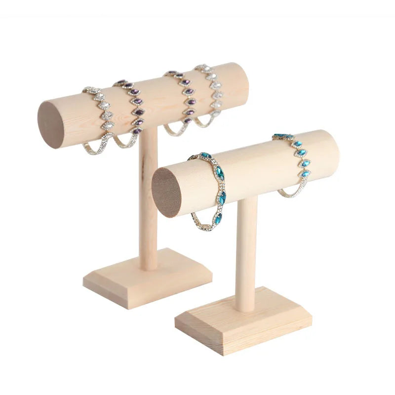 Solid Wood Single Layer Bracelet Holder Primary Color Bracelet Headband Necklace Watch Jewelry Display Stand Jewelry Accessories