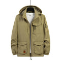 2023 Men Spring Autumn Outdoor Casual Windproof Baggy Jacket Men Waterproof Detachable Hat Multiple Pockets Pizex Trench Coats