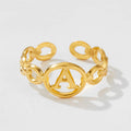 GT A-Z Alphabet Letter Rings Adjustable Hip Hop 26 Initial Stainless Steel Opening Ring for Men and Women