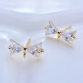Lan Guang Classical Bow Cut Inlaid Zircon Ear Pins Accessories S925 Silver Plated Cubic Zirconia Stud Earrings Men Women 2023