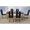 Luxury Comfortable Hotel Furniture Black PU Leather Living Room Chair Gold Stainless Steel Dining Chair