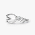 Ailmay Authentic 925 Sterling Silver Simple Flowers & Leaves Sparkling Clear Zircon Finger Rings Fine Female Fashion Jewelry