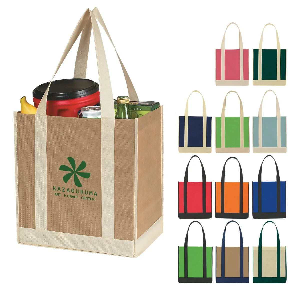 New Ruth Eco-Friendly Reusable Grocery Nonwoven Shopping Bag Letter Rope Handle Medium Size Recycled PP Fabric Laminated Custom