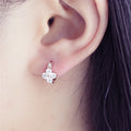 Factory Wholesale Silver Earrings Zircon Clover Stud Earrings for Women Best Gift Earings Fashion Jewelry