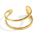 Fashion 18K Gold Plated Stainless Steel Jewelry Geometric Hollow Double Layer Open Bangle Waterproof for Woman Bracelet B252538
