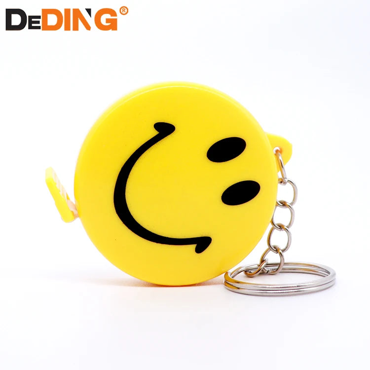 Promotional 1m Yellow Stainless Steel Auto Lock High-Visibility Blade Smiley Funny Gift Tape Measure