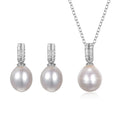 Natural Freshwater Pearl Jewelry Set Pearl Stud Earrings Pearl 925 Sterling Silver Necklace