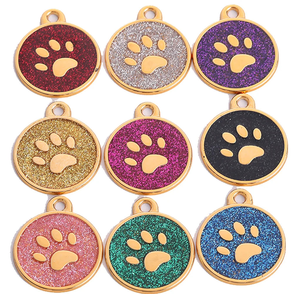 Manufacturer Wholesale Customized Metal Dog Tag Cute Shape Glitter Effect Gold-Plated Engraved Identity Free Artwork Design