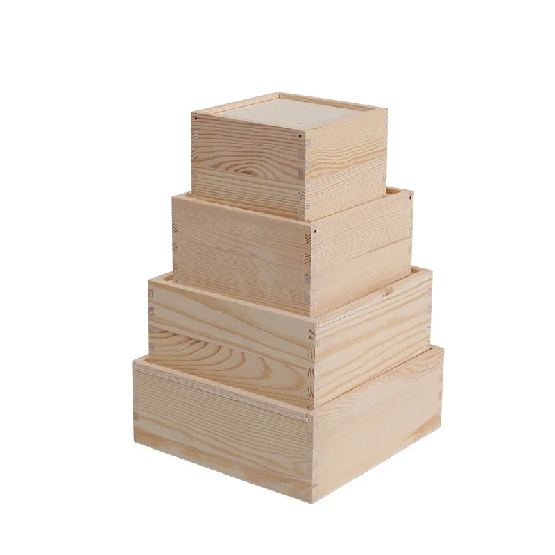 Multi Specification Sliding Lid Household Pine Wood Gift Storage Packaging Memory Empty Box