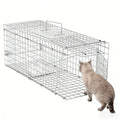Durable 65*26*24cm Portable Humane Cat Rescue Trap Cage Collapsible Catch Cage Trap for Outdoor Cats Dogs & Rabbits