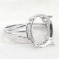 Semi Mount Ring 10*14mm Sterling Silver Empty Blank Support Claws Setting S925 Mountain Base Without Center Stone for DIY Inlay