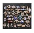 Mix Metal Rhinestone Gem Evil Blue Eye Charms Handmade Necklace Bracelet Pendants DIY Craft Jewelry Making Accessories