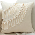 Morocco Style Boho Tufted Cushion Cover Woven Cotton Tassel Throw Pillow Covers for Home Hotel Decorative Solid for Sofa Bed