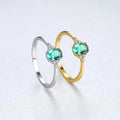 Fashion Popular 925 Sterling Silver Gold and Rhodium Plated Emerald Green Oval Cut Zircon Eternity Engagement Ring for Parties