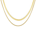 Women Vintage Two Layers Brass Flat Snake Chain Chokers Necklaces Fashion Punk Jewelry Wholesale