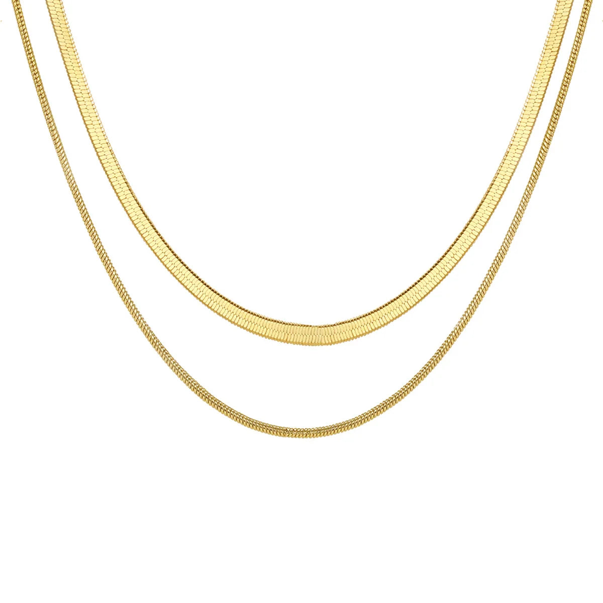 Women Vintage Two Layers Brass Flat Snake Chain Chokers Necklaces Fashion Punk Jewelry Wholesale