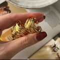 Wholesale Fashion Lady Retro Earstuds 925 Silver Needle Luxury C-shape 18k Gold Earrings