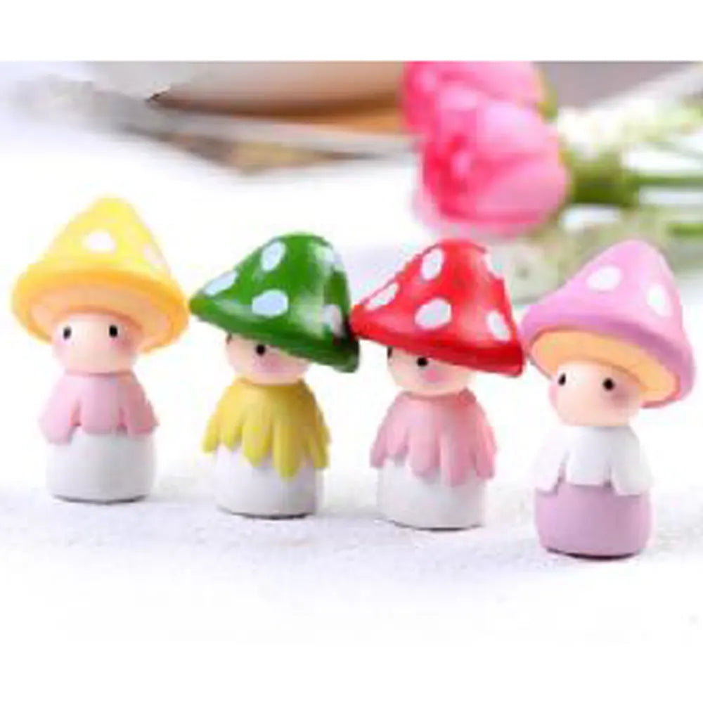 Japanese Style  Kawaii Mushroom Baby Figurines 3D Statues Miniature for Fairy Garden Accessories Pendant Key Chain Decorations