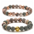 Yoga Energy Lava Volcanic Stone Natural Stone Pink Zebra Bead Bracelet