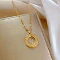 Fashion Gold Plated Stainless Steel Necklace Light Luxury Ring Temperament Micro Diamond Necklace Micro-set Diamond Necklace