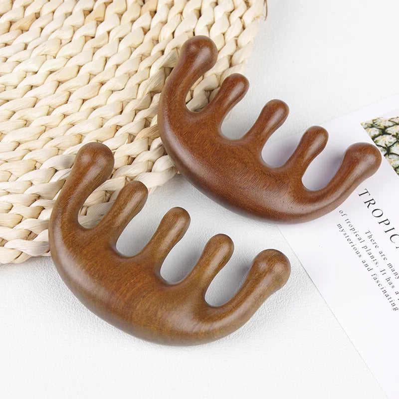 Wholesale Sandalwood Massage Meridian Comb Portable Home Use Wide Tooth Scalp Massager Combs