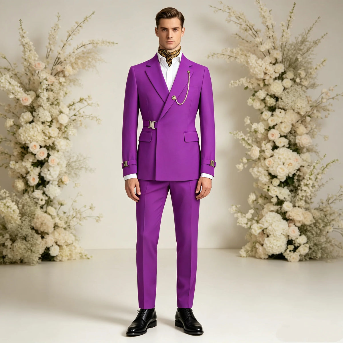 Wholesale Customization Stylish Red Royal Blue Navy Notch Lapel Double Breasted Men's Suits Set Wedding Tuxedos Prom Suit MegaBDM