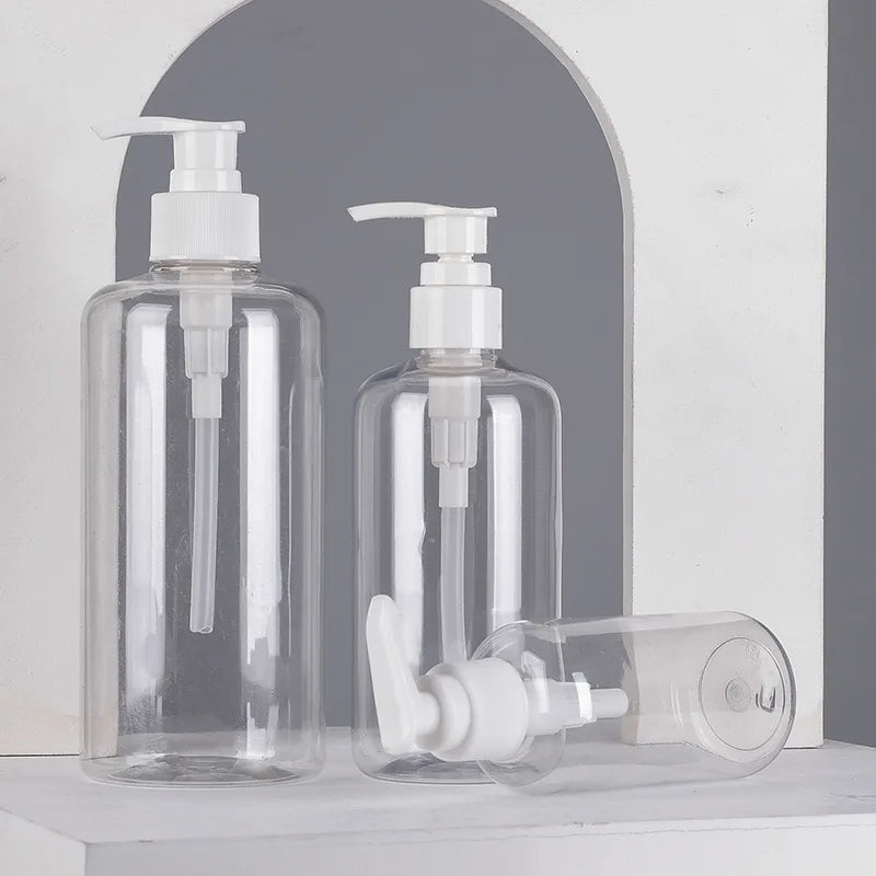 Boston Round PET Plastic Bottle with Pump Sprayer Screen Printing Beauty Packaging Liquid Container