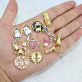 CZ8607  18k Gold Plated Moon Faces CZ Cubic Zirconia Dragonfly Holding Hands Bow Cat Heart Charm Pendant for Women Necklace