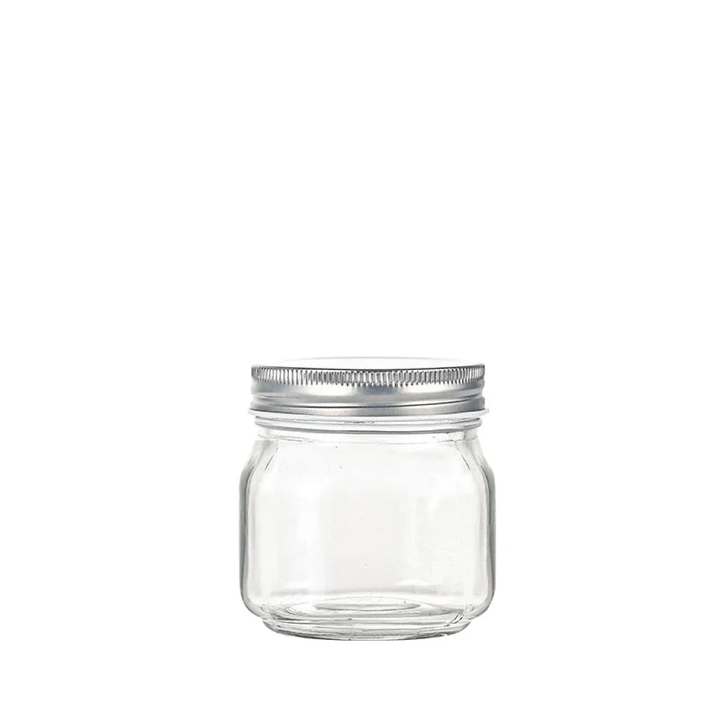 Wholesale Transparent Clear 8oz 15ml 45ml 180ml 200ml Small Glass Oval Jar with Metal Screw Cap Screen Printing Customized Logo