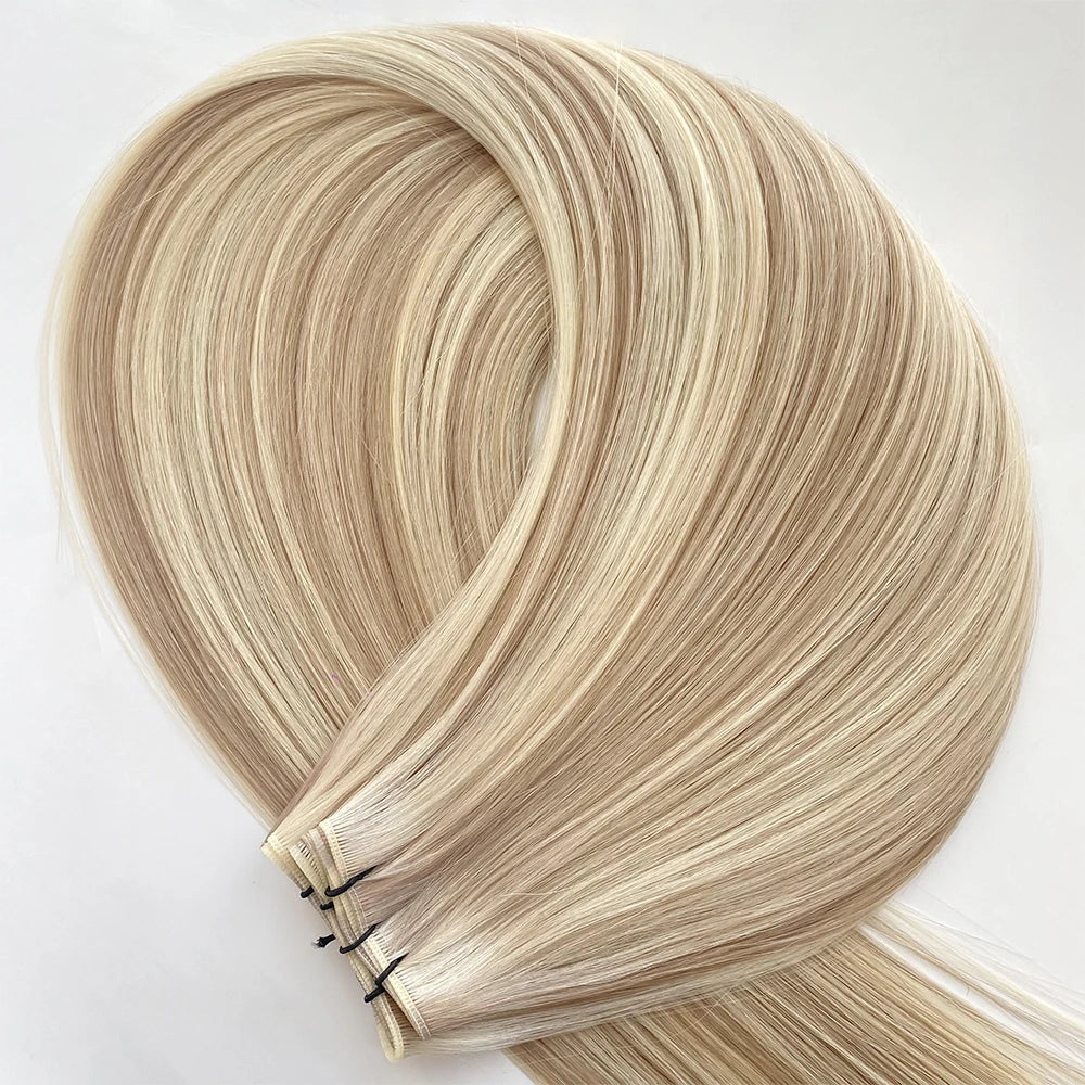 Double Drawn Genius Hair Weft with Dark /light/ Balayage Color Wholesale Hair Extensions in the Stock of Invisible Thin Weft