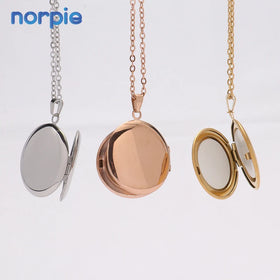 Metal Crafts Jewelry Open Sublimation Blank Round Lock DIY Frame Photo Picture Memory Locket Pendant Necklace