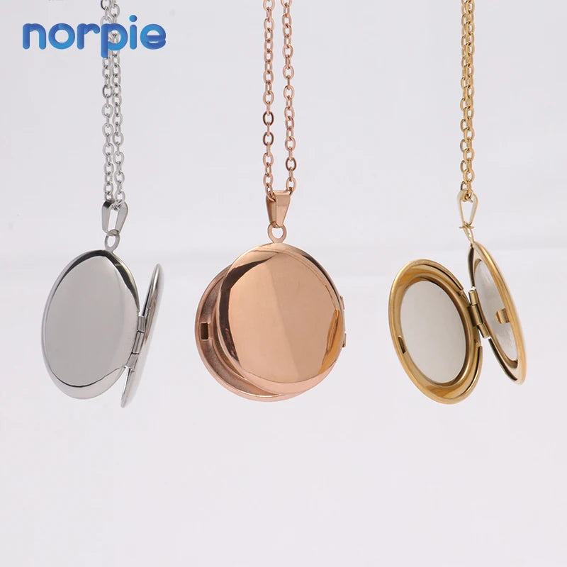 Metal Crafts Jewelry Open Sublimation Blank Round Lock DIY Frame Photo Picture Memory Locket Pendant Necklace