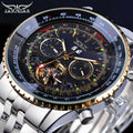 Jaragar 2023 Flying Series Golden Bezel Scale Dial Design Stainless Steel Mens Watch Top Brand Luxury Automatic Mechanical