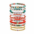 Go2boho Trendy Christmas Beaded Bracelets Set Handmade Clay Letter Word Charm Jewelry Elastic Stretch Stackable for Women for